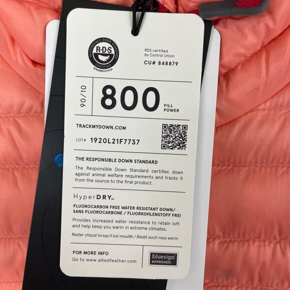 Stio Womens Pinion 800g Fill Down Puffer Sweater Jacket Pertex Coral Pink Size S - Picture 5 of 12